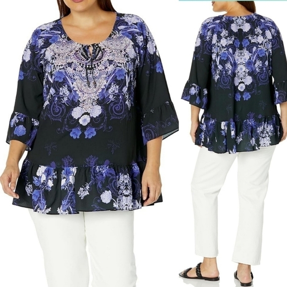 NWT AVENUE BOHO ZELMA TUNIC IN GETAWAY  💜 - Picture 1 of 6